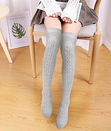 4 Pairs Thigh High Socks for Women Knit Long Over the Knee Socks Knee High Socks Gifts4