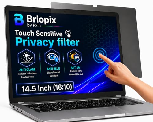 Image of Briopix Aura 14.5 Inch (16:10) | Touch Sensitive Privacy Screen | Anti Blue | Anti Glare | UV Block & BLUVLIGHT Block Layer | Privacy Filter compatible with HP /Dell /Lenovo /Asus /Acer