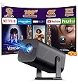 TryLand Mini Projector with WiFi and Bluetooth, 4k Support Portable Outdoor Projector, 200 ANSI Lumens, Smart Projector with Android, Built-in App Movie Proyector for Home Theater, Camping, Gaming