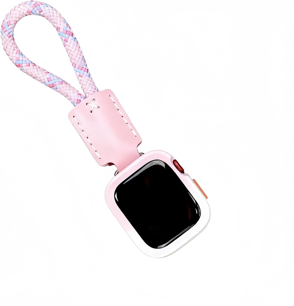 leather braided short paracord for apple watch fob keychain clip pocket watch ultra49mm series123456789se 10s11 46/44/45/42/41/40/38mm chain watch band key Holder Ring Replacement Straps