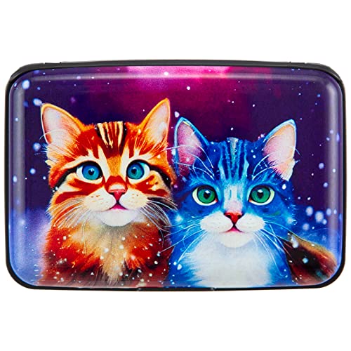 Image of Credit Card Holder Small RFID Blocking Wallet Business Metal Slim Mini Aluminum Hard Case for Women Men, Colorful Cute Cats, small, Minimalist, Compact, American