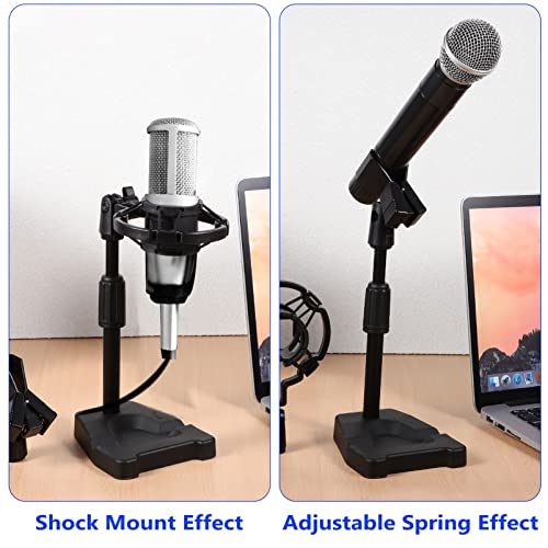 Milisten Desktop Microphone Stand With Phone Holder, 2 In 1 Adjustable Microphone Stand Desk With Shock Mount And Adapter, Mic Stand Desk With Weighted Base For Broadcast Recording #TOP4