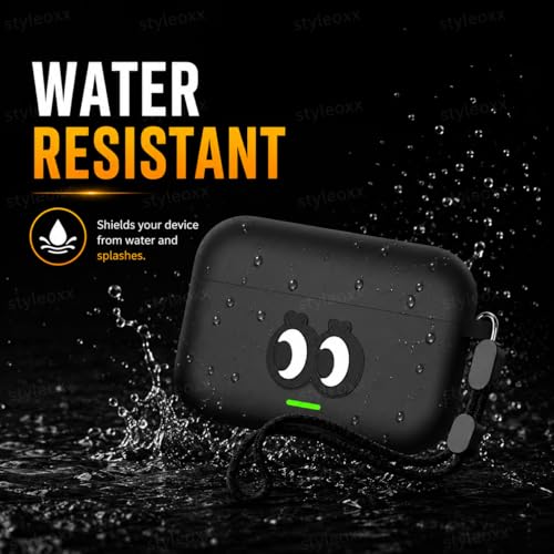 Image of Anvique Silicone Case Cover for Realme Buds T500 Pro, Shockproof Protective Earbuds Cover with Keychain Hook, Anti-Scratch Soft Silicone Skin, Full Body Protection Case (CuteEye Lanyard)