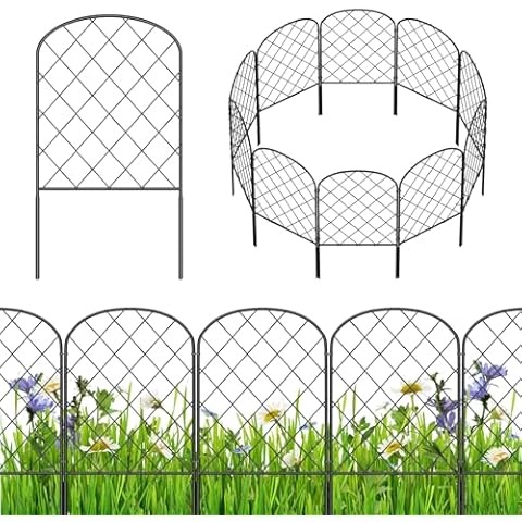 ABQ Decorative Garden Fence 25 Pack, 27.08ft (L) x 24in (H) Animal Barrier Fencing for Dog, Rustproof Metal Wire Flower Edging Border for Yard Outside Patio Landscape Decor, Arched Cover