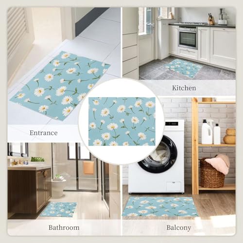Tapis moquette de chambre bleu ciel 60x90cm avec fleur - 6