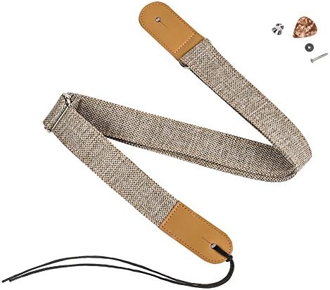 ZEALUX Ukulele Strap Comfortable Cotton Linen & Leather Adjustable Uke Shoulder Strap Suit For All Ukulele & Little Gruitar (Cotton Brown)