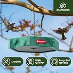 Kingsyard Hanging Bird Feeder for Outdoor - Rugged Reclcled Plastic Wild Bird Feeding Station with Metal Mesh Tray and Stainless Hanging Pole, Steady and Durable, Green