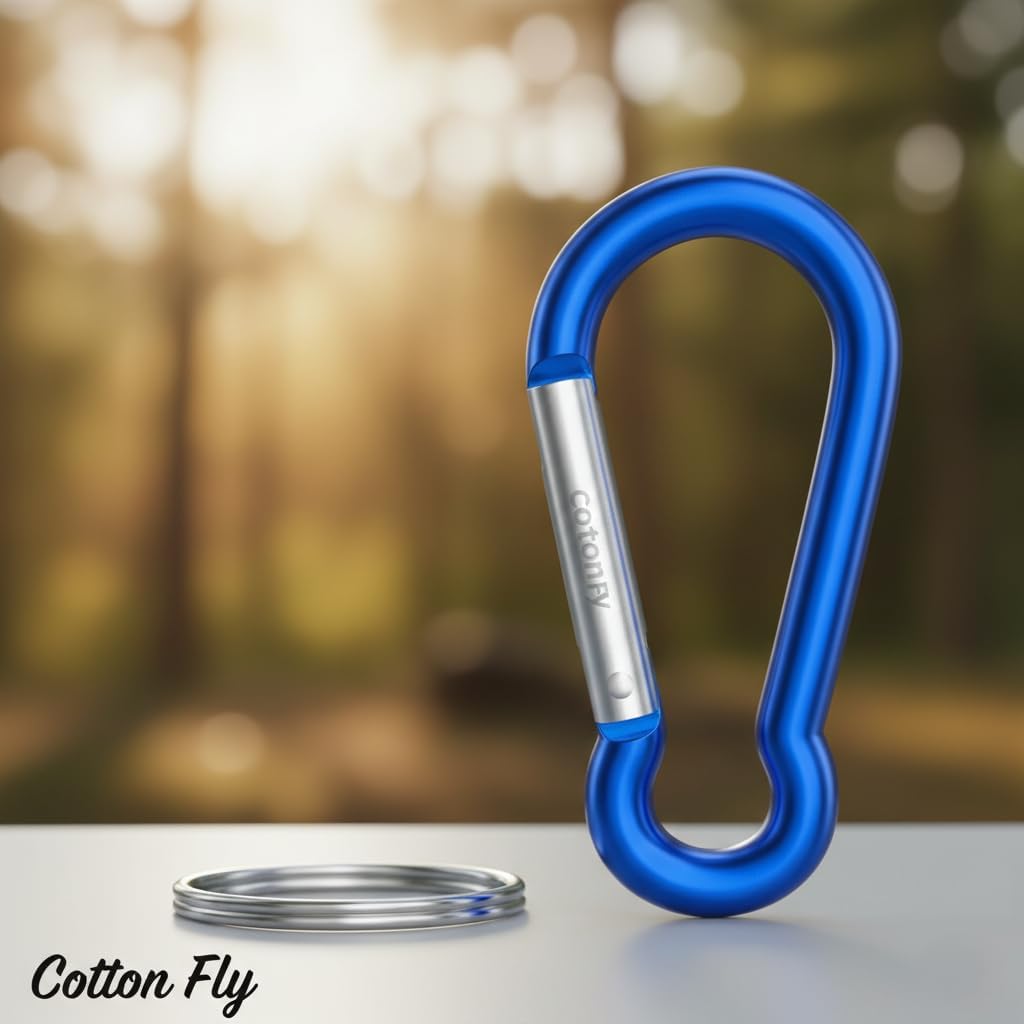 12 Pack Carabiner Clips with 30mm Steel Rings - 3" Aluminum Gourd Shape Spring-Loaded Snap Hooks for Keychain, Camping, Hiking, & Utility - Assorted Colors - Image 6