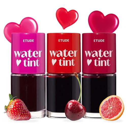 Image of ETUDE Dear Darling Water Tint 3 SET (Strawberry Ade, Cherry Ade, Red Grapefruit Ade, 9g*3) | Vivid Color Lip Stain with Moisturizing Weightless & Non-sticky Finish | Korean Makeup, Perfect for Gift