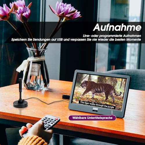 Tragbarer Mini Fernseher - August DA900D - 9 Zoll mit Akku - Portabler hochauflösender LCD TV mit DVB-T2 HD Tuner / EPG / Aufnahmefunktion (PVR) / Multimediaplayer / HDMI-In / USB / Kopfhöreranschluss – Bild 6