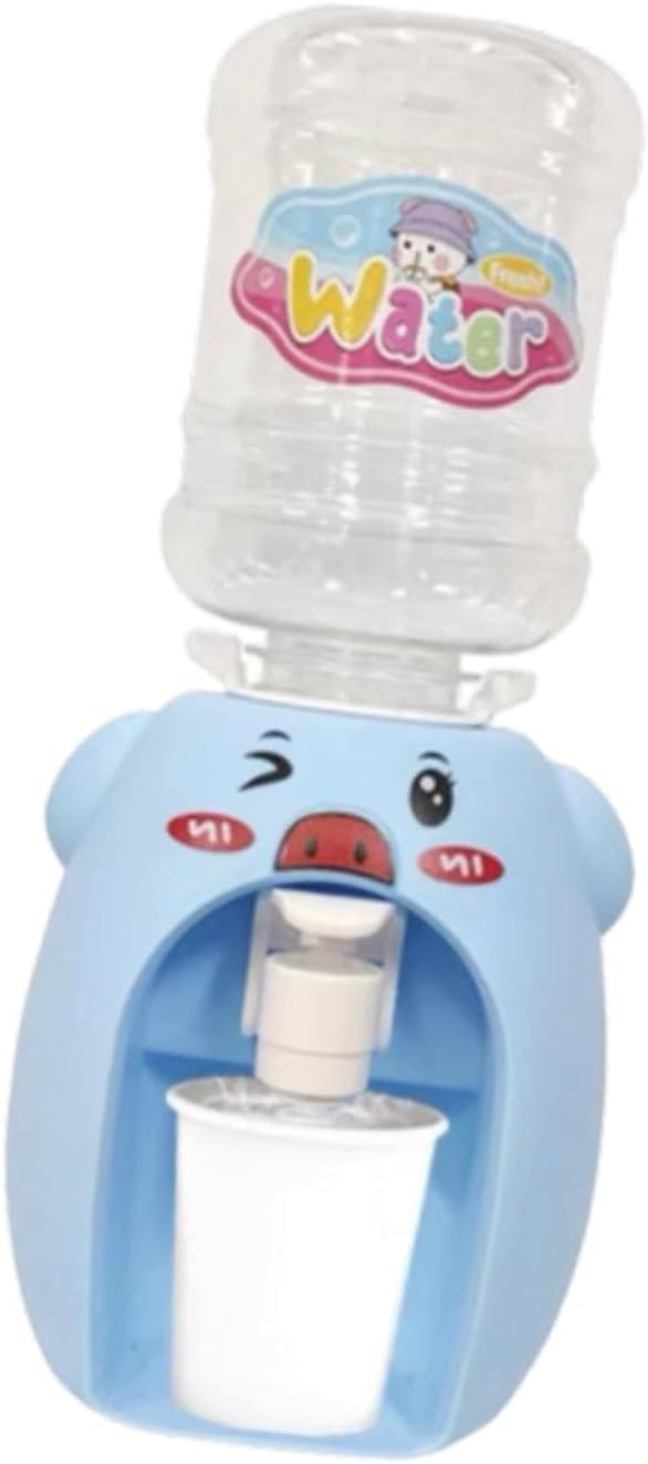 DYNWAVE Mini Water Dispenser for Kids,Drinking Water Fountain Toy Piggy Miniature Lovely Animal Water Machine Cute for Children Gift, Blue