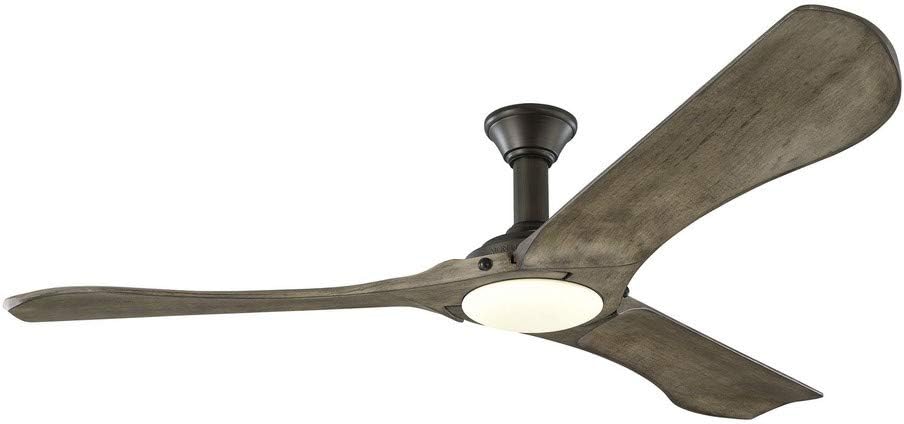 Monte Carlo 3MNLR72AGPD-V1 Minimalist Max Modern Energy Star 72" Outdoor Ceiling Fan with LED Light and Hand Remote Control, 3 Balsa Wood Blades, Aged Pewter