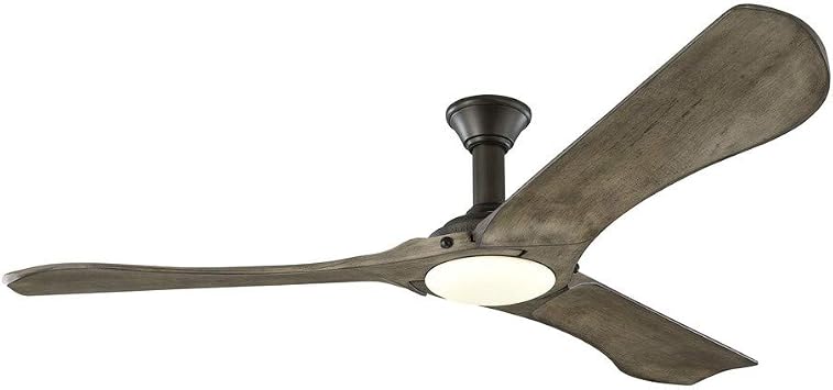 Monte Carlo 3MNLR72AGPD-V1 Minimalist Max Modern Energy Star 72" Outdoor Ceiling Fan with LED Light and Hand Remote Control, 3 Balsa Wood Blades, Aged Pewter