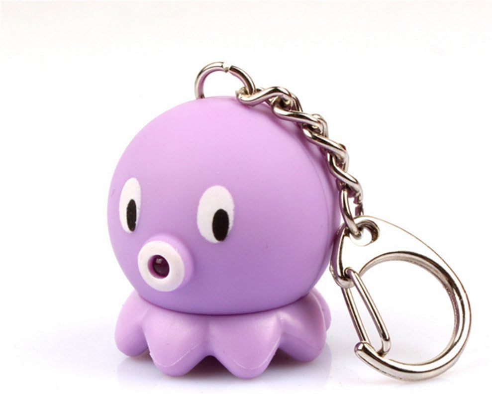 Wallybell Cute Novelty Luminous Octopus LED Light Sound KeyChain Keyring Hooking for Bags (Random Color)