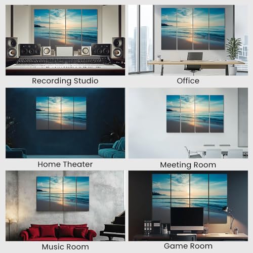 8 paneles acústicos artísticos con diseño de silueta hermosa de atardecer en mar tropical, paneles decorativos absorbentes de sonido de 48"x32", reducción de ruido para oficina miniatura 7