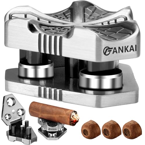 FANKAI 2 in 1 Cigar Punch, with Cigar Holder, Triple-Punch Cutter,2 Cigar Stand, 20-25-30 Ring Guage, Hole Opener, Multifunctional Puncher Tool