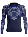 Raven Fightwear Nordic IBJJF zugelassener Rashguard für Damen, Schwarz, Blau, Medium
