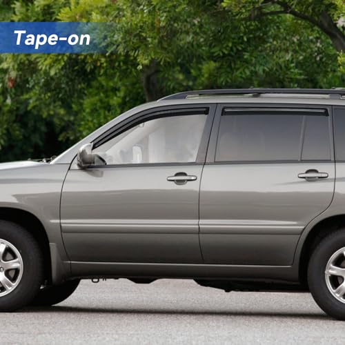Image of Window Visors Rain Guards Shield for 2001-2007 Toyota Highlander, Out-Channel Window Vent Wind Deflectors Visors Shades for 06 07 Highlander Hybrid