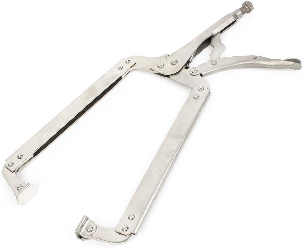 Aexit Silver Tone Metal Adjustable Spring Loaded C Type Clamp Vise Grip Locking Welding Pliers 18" Long (a21ddf3713560a5b76cdc149a2f2c22f)