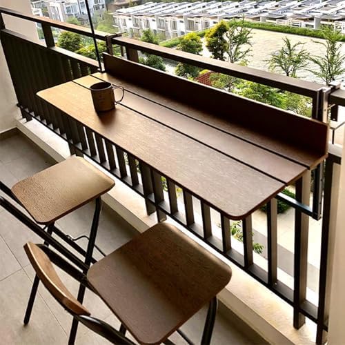 Adjustable Wall Mounted Folding Patio Bar Table – Space Saving Hanging Table for JYDSll Balconies Decks Gardens & Outdoor Spaces (27x60cm/10.6x23.6in)