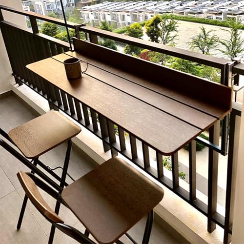 Table pliante de balcon réglable en hauteur avec plateau rabattable de 27 x 60 cm - 2