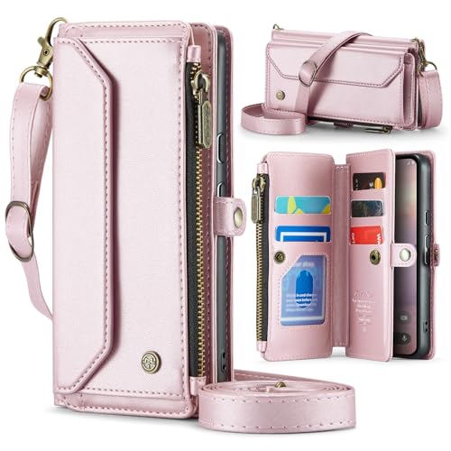 Housse Pixel 9 Pro portefeuille rose protection RFID et porte-carte