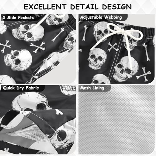 Sugar Skulls Crossbones Boys Swim Trunks Pirate Skeleton Toddler Beach Board Shorts Baby Summer Bathing Suit 3T Multicolor3