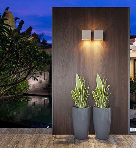 Image of LED Cube Exterior Aluminum IP65 Waterproof Wall Lamp, 4.7 inch 20W Super Warm White Modern Fixture Light 86-265V Adjustable Outdoor Indoor Warm White Sconce Lamp Up Down