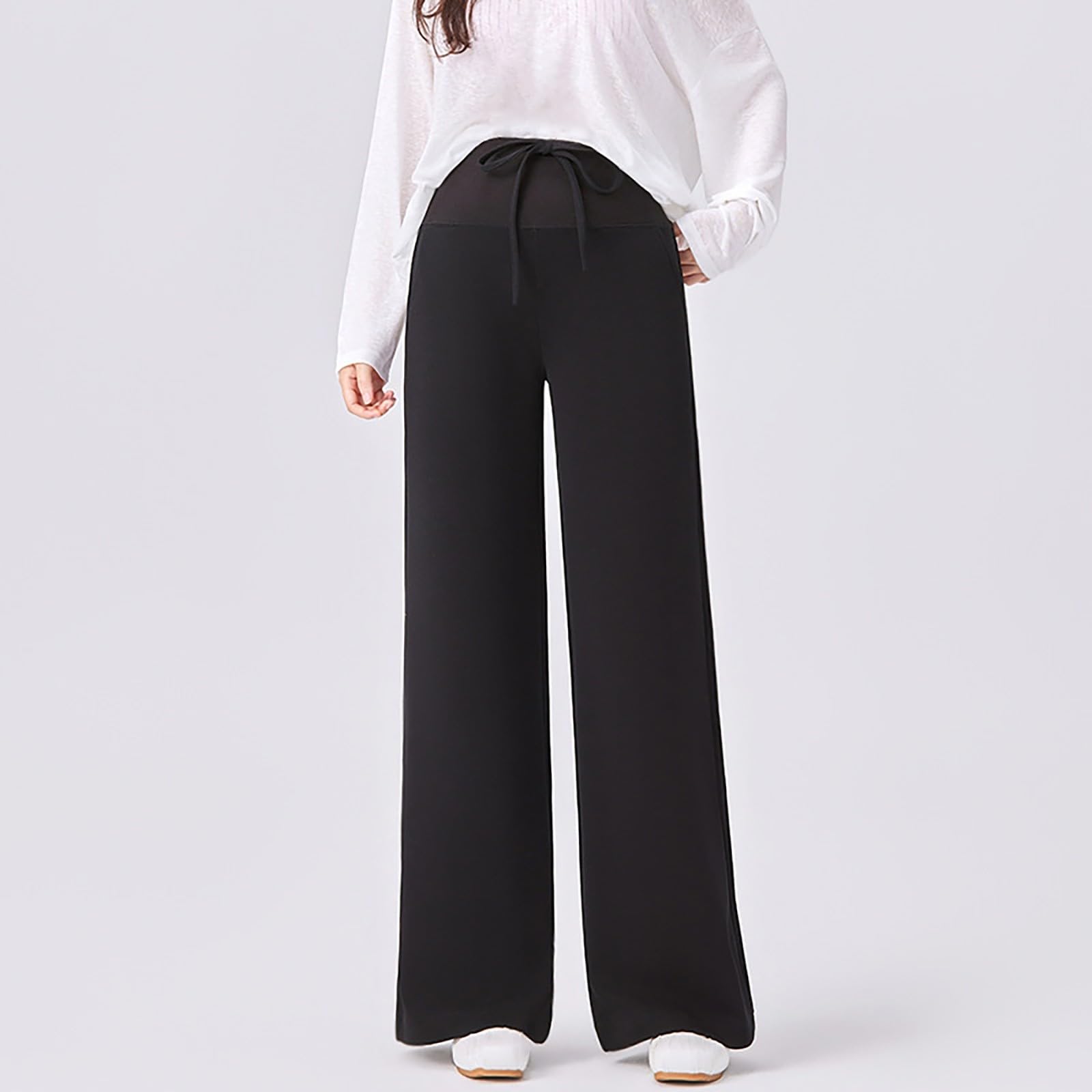 Generisch Pantalones de maternidad con cintura alta, bolsillos de pierna ancha, adecuados para el trabajo, yoga, ocio, deportes, ajuste holgado, transpirable, elástico, elástico, soporte para la zona