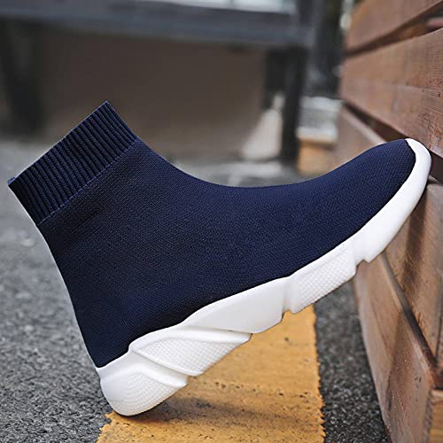 Dames sportschoenen Hoge ademende damesschoenen Pull-on sportschoenen Dames sport-hardloopschoenen Blauw Gebreid Dikke… - Image 3