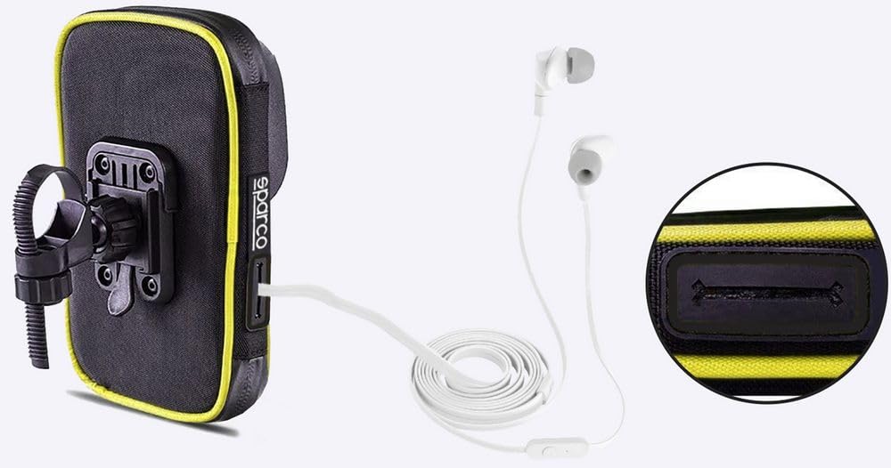 Sparco Custodia Borsa Gialla Porta Cellulare Per Bici In Microfibra Impermeabile Con Touchscreen E Cerniera Doppia