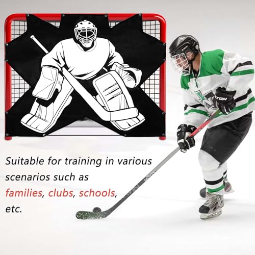 Ice Hockey Target - 54 x 44IN Durable Quick Setup PVC Goalie Shot Accuracy Training Equipment- for Indoor Outdoor Home Use Suit Youth & Players with 7 Holes - 1 Target