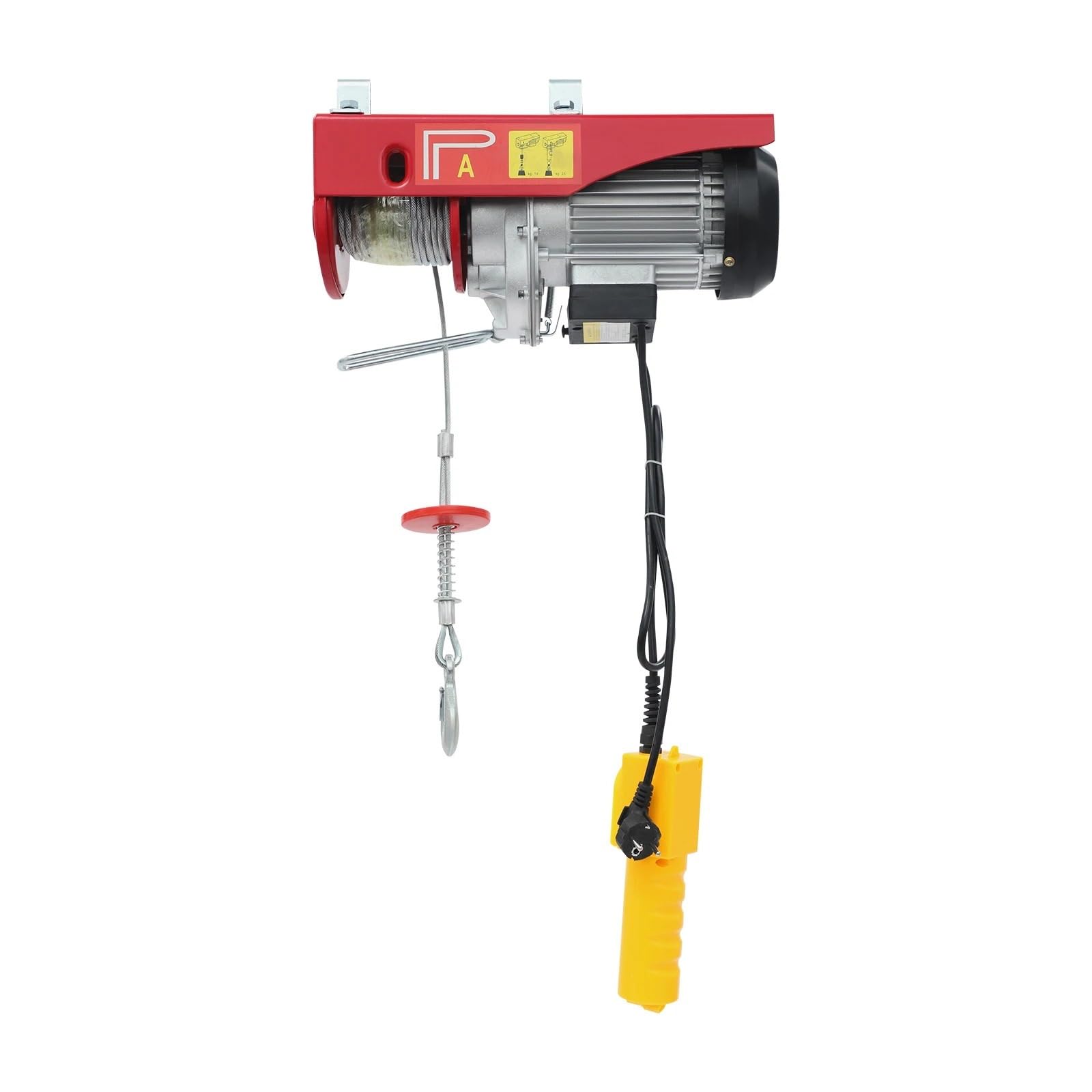 Argano elettrico Paranco Elettrico da 800 kg, Verricello da 220 V con Controllo Cablato, per Il Sollevamento in Fabbriche, Magazzini, Cantieri, Rosso