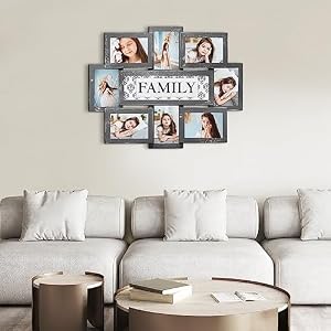 HELLO LAURA - Family Picture Frames Collage Wall Decor 8 Opening Collage Picture Frames for Wall 4x6 Picture Frame Photo Collage Frame Wall Hanging Gallery Frame for Living Room Bedroom - Grey HELLO LAURA Family Picture Frames Collage Wall Decor 8 Opening Collage Picture Frames for Wall 4×6 Picture Frame Photo Collage Frame Wall Hanging Gallery Frame for Living Room Bedroom Grey