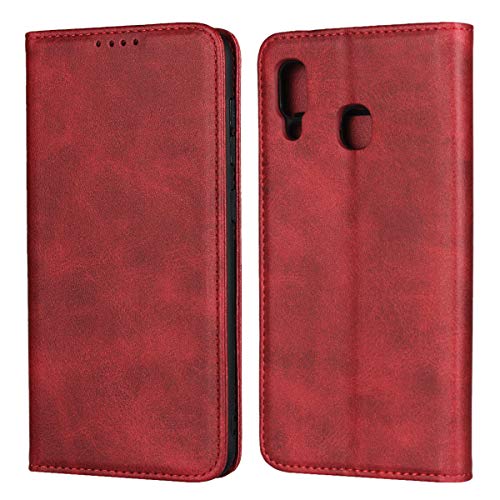 Étui portefeuille Samsung A20 A30 en cuir rouge vin iCoverCase