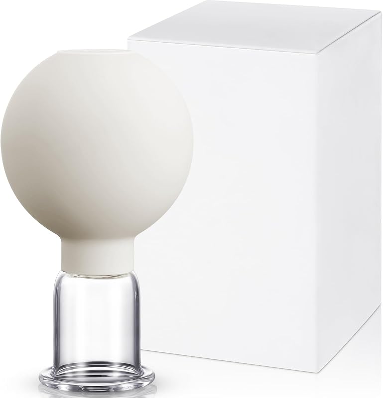 Nuanchu Ventosa facial de vidro branca, diâmetro de 2,03 cm