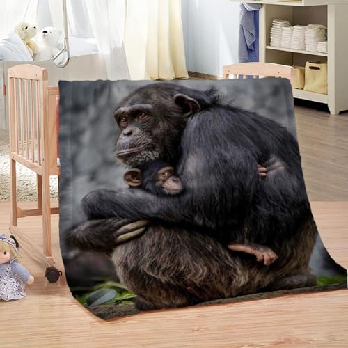 SVTUSR Manta Polar Infantil Cama 90 Manta De Franela para Sofa Cama con Mono Animal Impresión Patrón 130X150Cm Colchas Invierno Modernas para Niños, Microfibra Suave Caliente