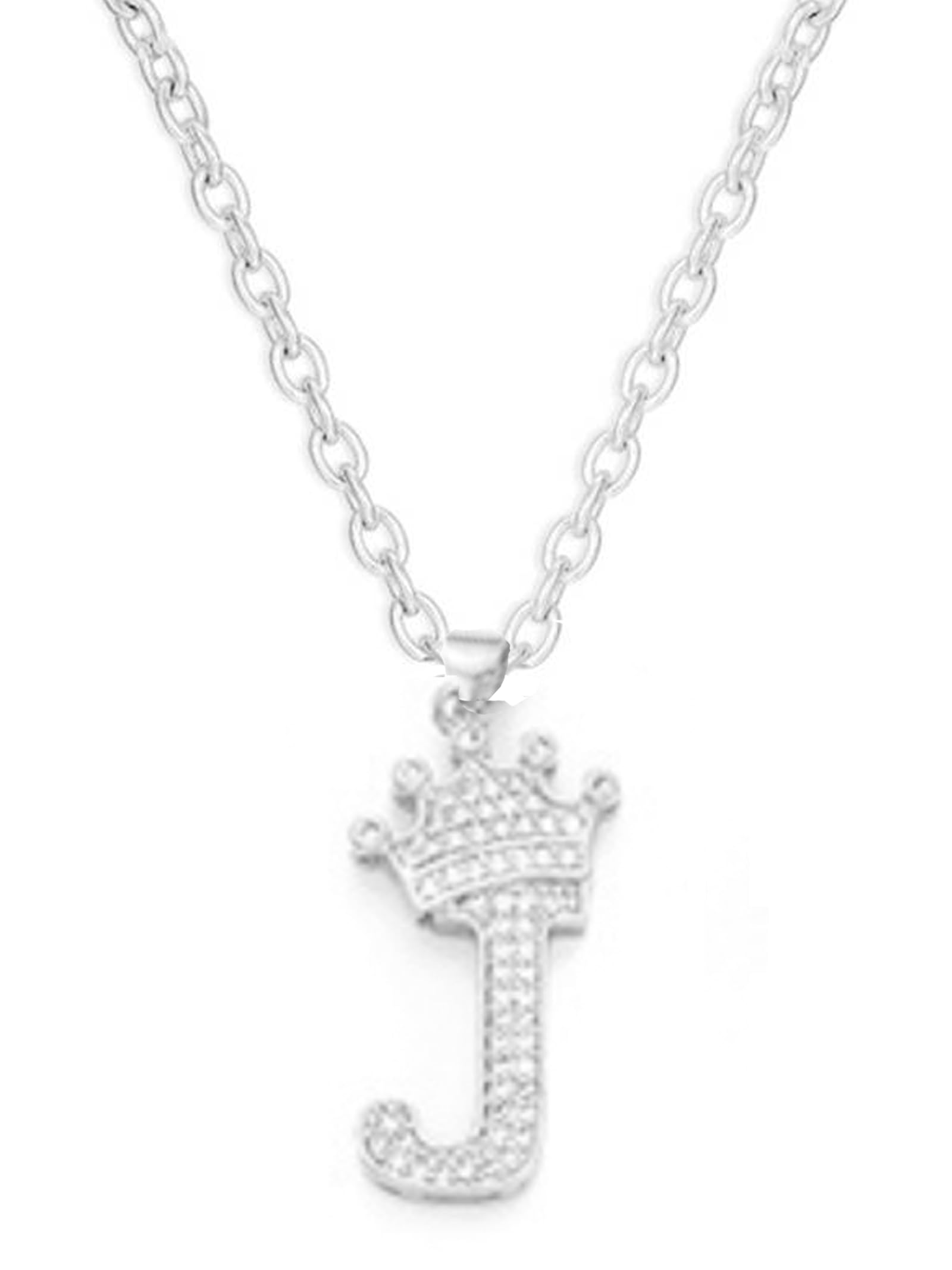Peraca CrisInitial Necklace for Women Silver Letter Necklace Rhinestone Crown Necklace Dainty Chain Necklace Wedding Necklace Jewelry Gifts