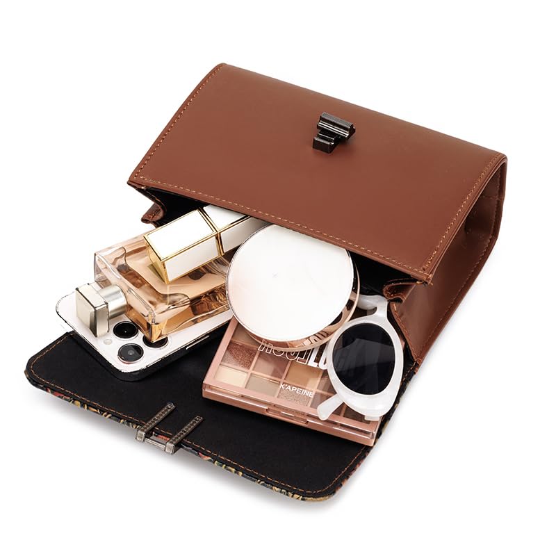 Women's Fashion Trendy Bronze Side Shoulder Bag One-Shoulder Mobile Wallet Card Bag 3.07 * 5.71 * 7.76 feet - Brown Color4