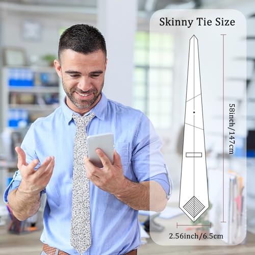 Image of Luckyvestir Mens Tie, Floral Neck Tie, Skinny Ties for Men 2.56'', Flower Printed Cotton Neck tie for Wedding Business Groom