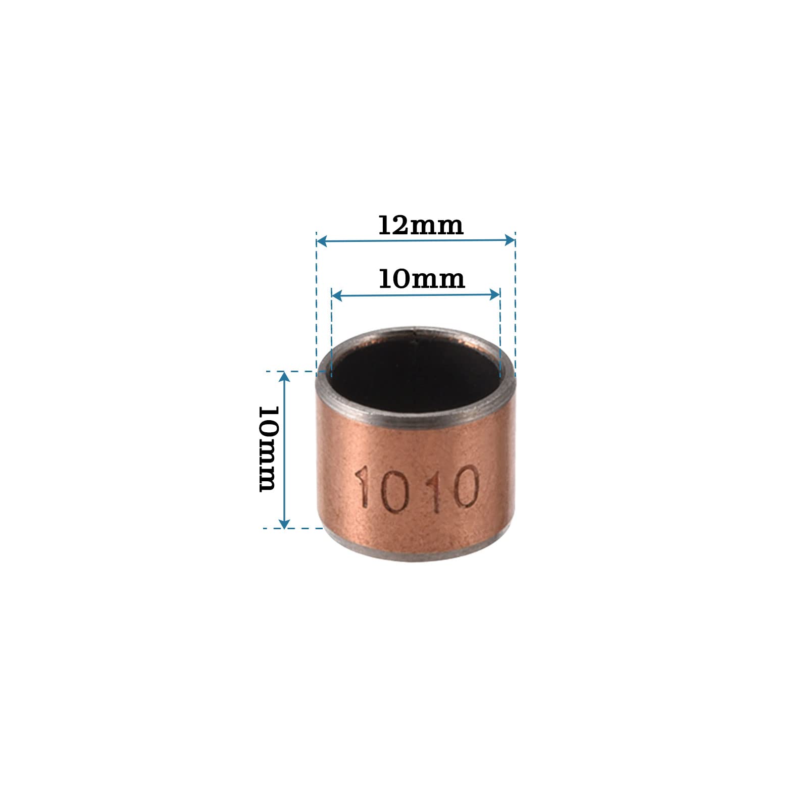 10 Manchons Roulements 10x12x10mm - Acier Carbone Sans Graissage - Pour Industrie