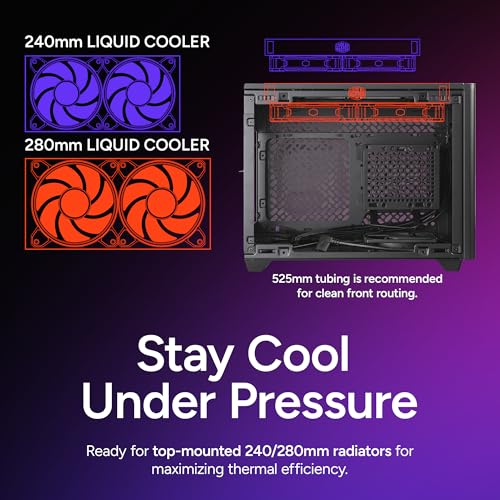 Image of Cooler Master NR200P V2 Mini-ITX PC Case Ready, SFX Fit PSU Ready to Install, 280mm AIO Support, 357mm Vertical GPU Mount, Designed Ready Nvidia RTX 5090 | AMD RX 9070 XT, Tempered Glass, DIY