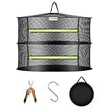 VIVOSUN 2-Layer Mesh Drying Rack Hanging Design with Green Zippers for Dehydrating, Indoor and Outdoor Pruning Shears Included