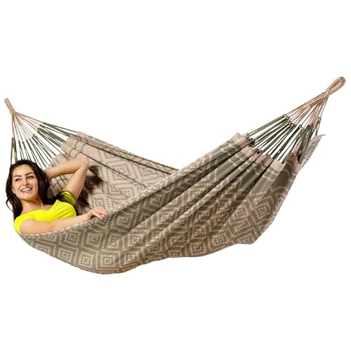 The Relax Company Hamaca para 1 persona – 100% algodón – 300 x 140 cm – Grijs – Soporta hasta 120 kg – para jardín, balcón e interior