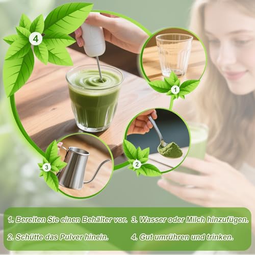 Matcha Pulver – 150g Hochwertiges, Aromatisches Grüner Tee Matcha, Ceremonial Grade, Zum Trinken, Kochen, Backen, Smoothies, 100% Natürlich, für Veganer Geeignet