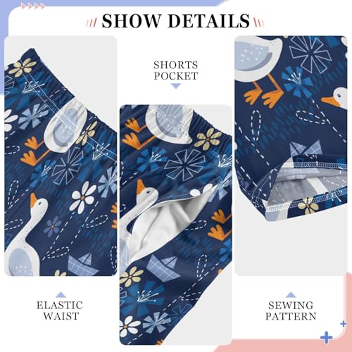 Duck Floral Boys Long Pants Soft Trousers Elastic Waist Kids Lounge Bottoms with Pockets S-XL4