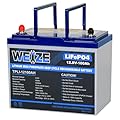 WEIZE 12V 100Ah LiFePO4 Lithium Battery, Upgrade Mini Size & Lightweight, 100A Smart BMS, Deep Cycle Low Temperature Protection Battery for RV, Solar, Marine, Trolling Motor, Off Grid Applications