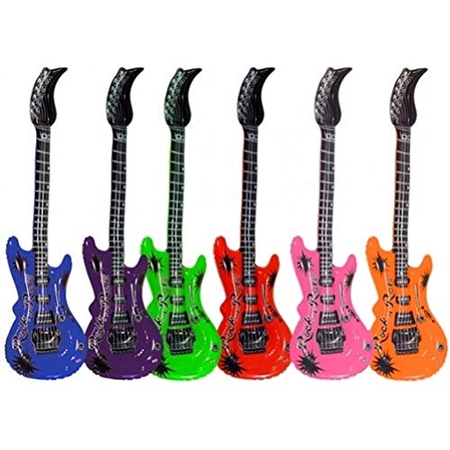 Aufblasbare Luftgitarren Luftgitarre Air Luft Guitar, im bunten Party-Design, 100 cm, 12er-Set