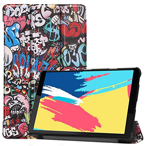 SATURCASE Case for Lenovo Tab M8, Beautiful PU Leather Flip Foldable Folio Stand Slim Light Weight Protective Tablet Cover (KN-6)