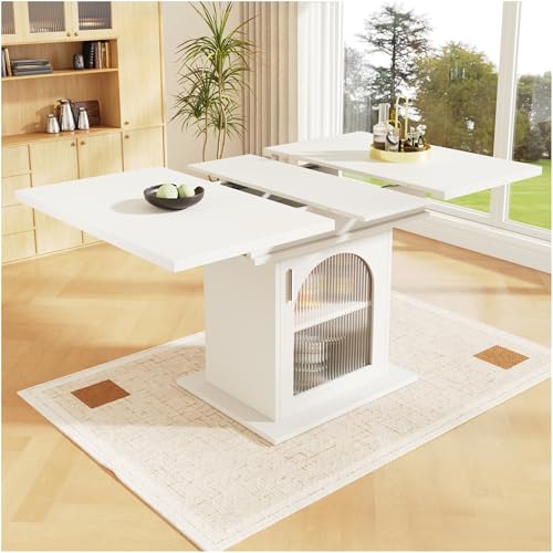 Sapgaks Table à Manger Extensible 4 a 6 Personne (110-140×80x76cm),Table de Cuisine avec Plateau de Rangement,Salle à Manger Moderne,pour la Cuisine et Le...
